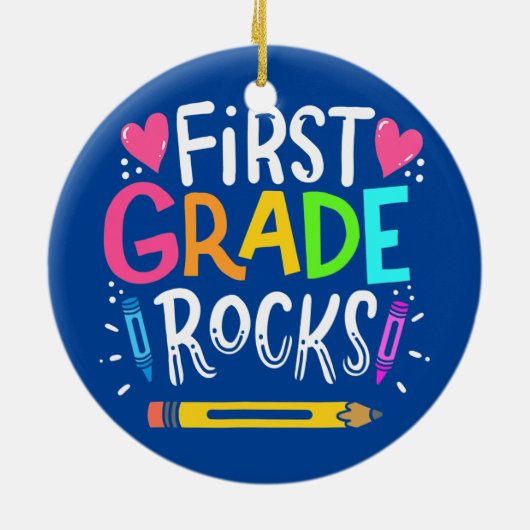 Eerste graad Rocks Team 1e graad leraar Keramisch Ornament (Achterkant)