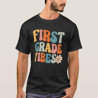 Eerste graad Vibes 1e Grade Retro terug naar schoo T-shirt