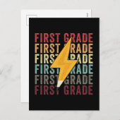 Eerste Grade Lightning Bolt Pencil 1e Grade Feestdagenkaart (Voorkant / Achterkant)