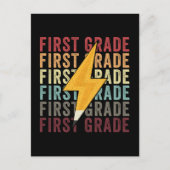 Eerste Grade Lightning Bolt Pencil 1e Grade Feestdagenkaart (Voorkant)