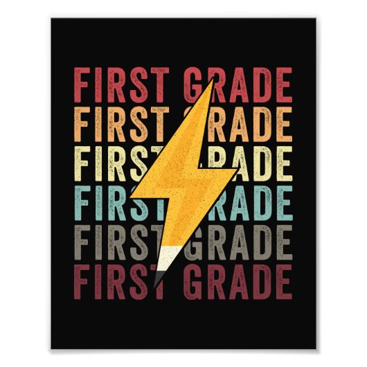 Eerste Grade Lightning Bolt Pencil 1e Grade Foto Afdruk (Voorkant)