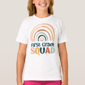 Eerste Grade Squad kleurrijke retro boho regenboog T-shirt (Voorkant)