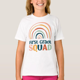 Eerste Grade Squad kleurrijke retro boho regenboog T-shirt