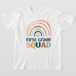Eerste Grade Squad kleurrijke retro boho regenboog T-shirt