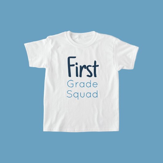 Eerste Grade Squad Tinten van Blauwe Tekst T-shirt