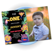 Eerste Groene Safari Birthday Uitnodiging met foto