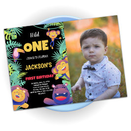 Eerste Groene Safari Birthday Uitnodiging met foto