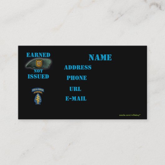 eerste groep speciale strijdkrachten veto irak vis visitekaartje (Voorkant)