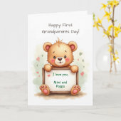 Eerste grootouderdag genderneutraal Schattige Beer Kaart (Gele Bloem)