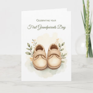 Eerste Grootouders Dag Jongen Waterverf Baby schoe Kaart