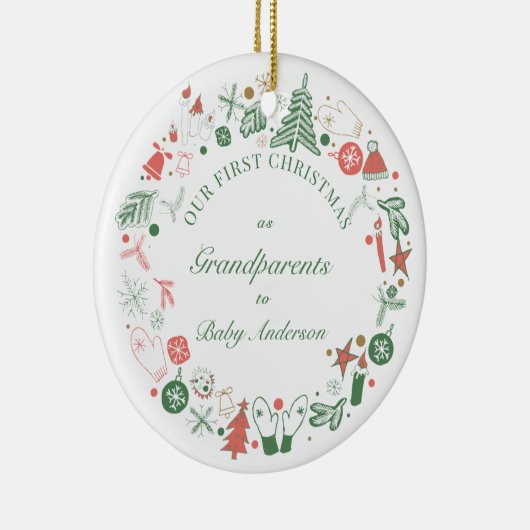 Eerste Grootouders kerstboomgaard Pet handschoenen Keramisch Ornament (Rechts)