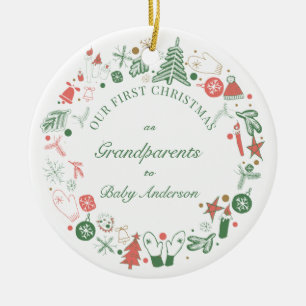 Eerste Grootouders kerstboomgaard Pet handschoenen Keramisch Ornament