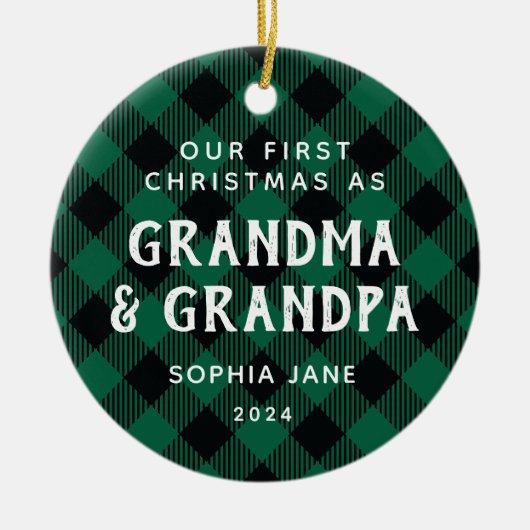 Eerste grootouders Kerstmis Rustic Pset Keramisch Ornament (Voorkant)