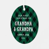 Eerste grootouders Kerstmis Rustic Pset Metalen Ornament (Voorkant links)