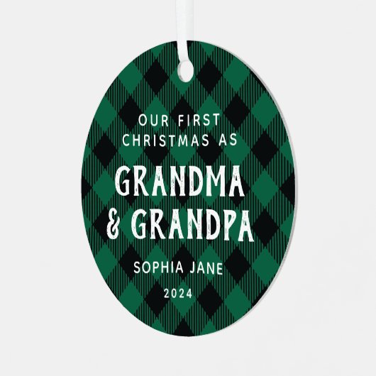 Eerste grootouders Kerstmis Rustic Pset Metalen Ornament (Voorkant links)