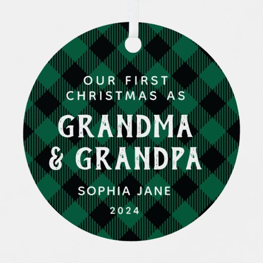 Eerste grootouders Kerstmis Rustic Pset Metalen Ornament (Voorkant)