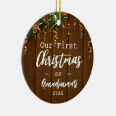 Eerste grootouders Vrolijk kerstverlichting Foto Keramisch Ornament (Rechts)