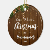 Eerste grootouders Vrolijk kerstverlichting Foto Keramisch Ornament (Links)