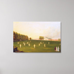 Eerste grote wedstrijd van cricket gespeeld door l canvas afdruk