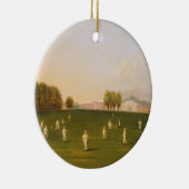 Eerste grote wedstrijd van cricket gespeeld door l keramisch ornament (Rechts)