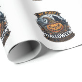 Eerste Halloween Als Broeder Pompoen Wolf Maan_1 Cadeaupapier (Rol Hoek)