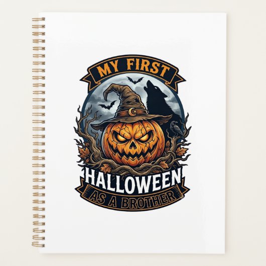Eerste Halloween Als Broeder Pompoen Wolf Maan_1 Planner (Voorkant)