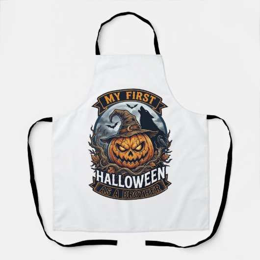Eerste Halloween Als Broeder Pompoen Wolf Maan_1 Schort (Voorkant)