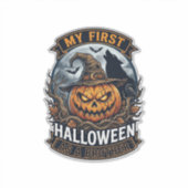 Eerste Halloween Als Broeder Pompoen Wolf Maan_1 Sticker (Voorkant)