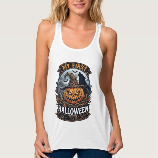 Eerste Halloween Als Broeder Pompoen Wolf Maan_1 Tanktop (Voorkant)