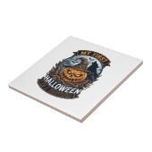 Eerste Halloween Als Broeder Pompoen Wolf Maan_1 Tegeltje (Zijkant)