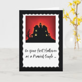 Eerste Halloween als gehuwde koppel humoristisch Kaart (Gele Bloem)