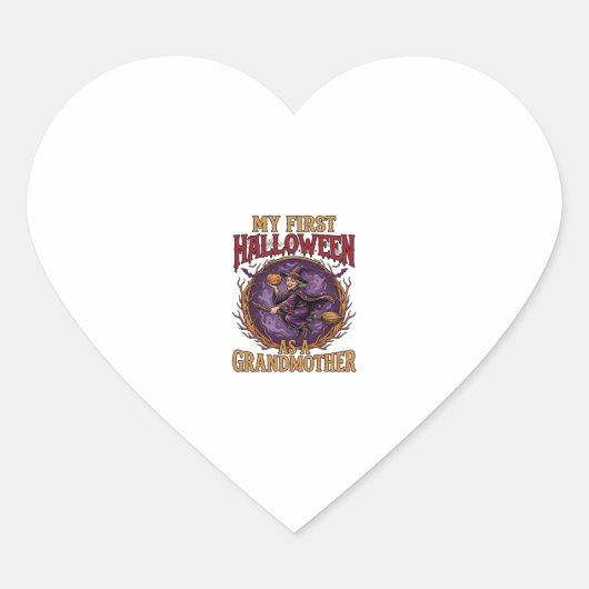 Eerste Halloween als Grootmoeder Heks Pompoen Vlee Hart Sticker (Voorkant)