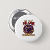 Eerste Halloween als Grootmoeder Heks Pompoen Vlee Ronde Button 5,7 Cm (Voorkant /achterkant)