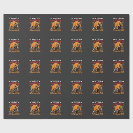 Eerste Halloween als Grootvader Tovenaar Vleermuis Cadeaupapier (Vlak)