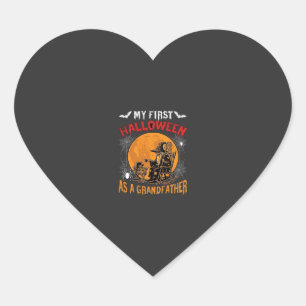 Eerste Halloween als Grootvader Tovenaar Vleermuis Hart Sticker