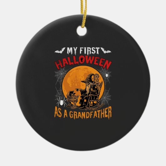 Eerste Halloween als Grootvader Tovenaar Vleermuis Keramisch Ornament (Voorkant)