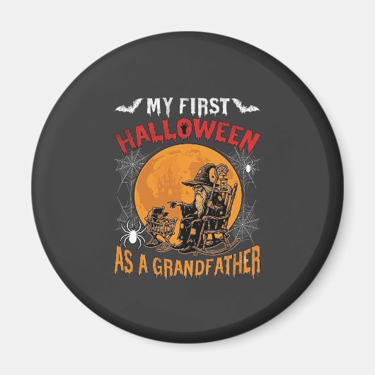 Eerste Halloween als Grootvader Tovenaar Vleermuis Magneet (Voorkant)