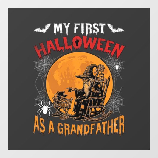 Eerste Halloween als Grootvader Tovenaar Vleermuis Raamsticker (Vel)