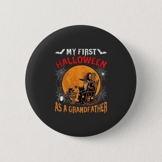 Eerste Halloween als Grootvader Tovenaar Vleermuis Ronde Button 5,7 Cm (Voorkant)