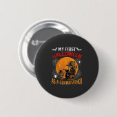 Eerste Halloween als Grootvader Tovenaar Vleermuis Ronde Button 5,7 Cm (Voorkant /achterkant)