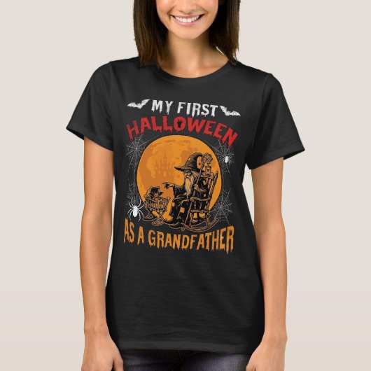 Eerste Halloween als Grootvader Tovenaar Vleermuis T-shirt (Voorkant)