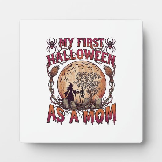Eerste Halloween Als Heksenskeletmaan Moeder_1 Fotoplaat (Voorkant)