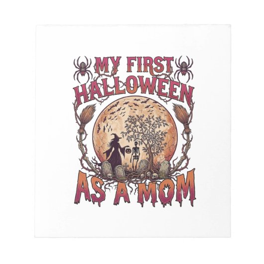 Eerste Halloween Als Heksenskeletmaan Moeder_1 Notitieblok (Voorkant)