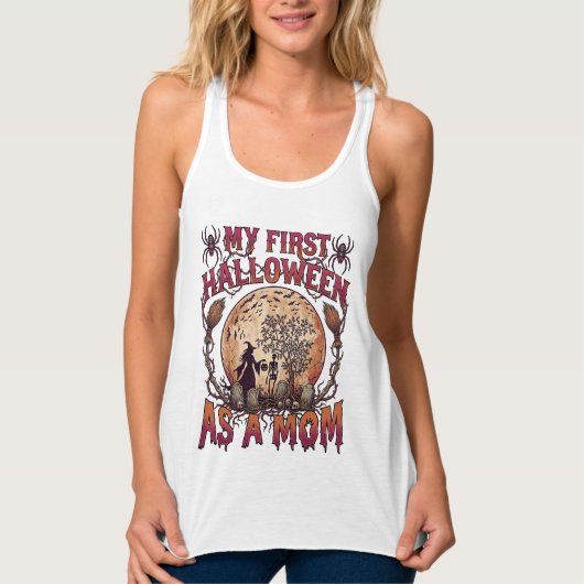 Eerste Halloween Als Heksenskeletmaan Moeder_1 Tanktop (Voorkant)