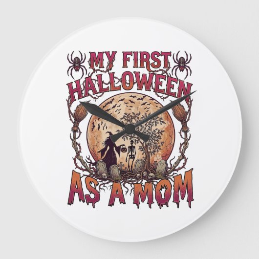 Eerste Halloween als moeder heks skelet maan_1 Grote Klok (Voorkant)