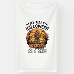 Eerste Halloween als Moeder Pompoen Vogelverschrik Spandoek