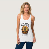 Eerste Halloween als Moeder Pompoen Vogelverschrik Tanktop (Volledige Voorkant)