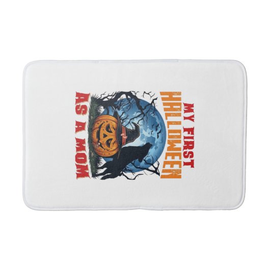 Eerste Halloween Als Moeder Pompoen Wolf Maan_1 Badmat (Voorkant)