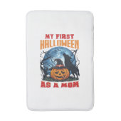 Eerste Halloween Als Moeder Pompoen Wolf Maan_1 Badmat (Voorkant Verticaal)