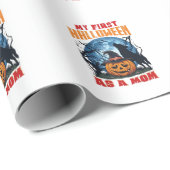 Eerste Halloween als Moeder Pompoen Wolf Maan_1 Cadeaupapier (Rol Hoek)